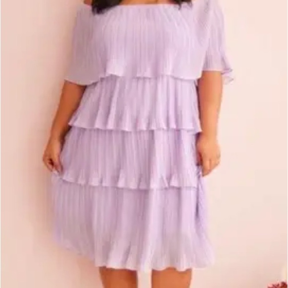 ARULA Lilac Tiered Off-Shoulder Dress
